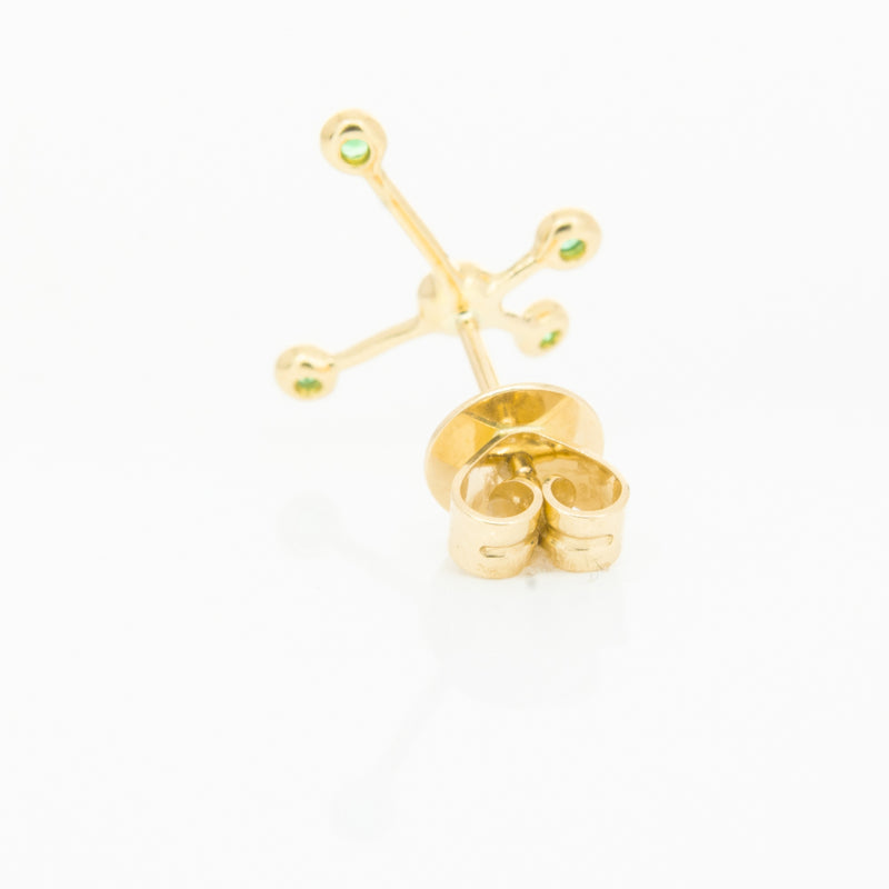 18ct Yellow Gold Tsavorite Single Earth Element Earring-Earrings-Walker & Hall