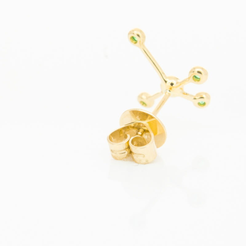 18ct Yellow Gold Tsavorite Single Earth Element Earring-Earrings-Walker & Hall