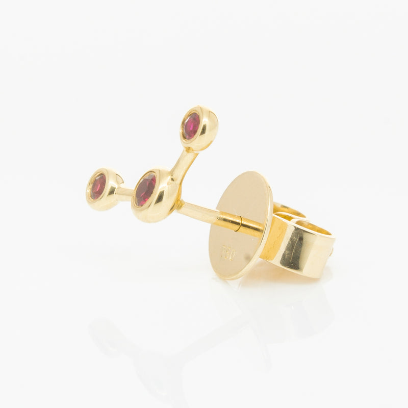 18ct Yellow Gold Ruby Single Fire Element Earring-Earrings-Walker & Hall