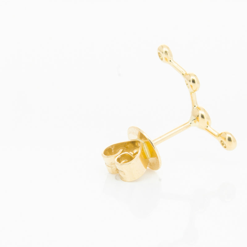 18ct Yellow Gold Aquamarine Single Air Element Earring-Earrings-Walker & Hall