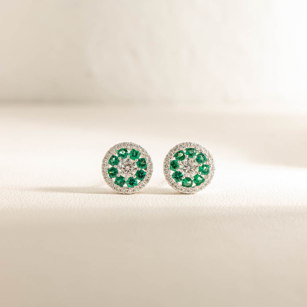 18ct White Gold .36ct Emerald Diamond Earrings Walker Hall