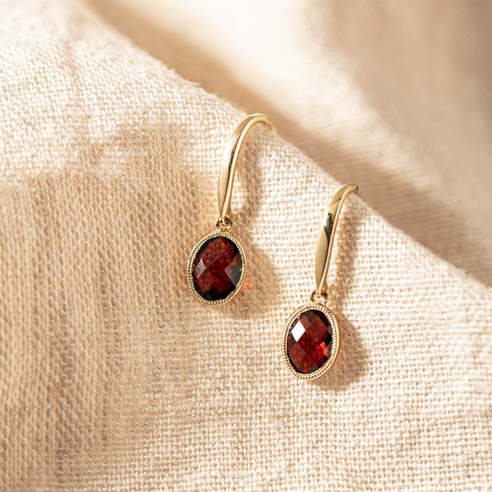 9ct gold garnet earrings clearance