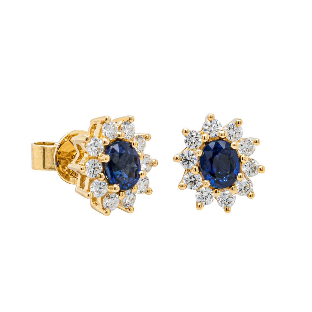 yellow gold 18 k Blue Sapphire Earring Studs at Rs 30000/pair in Surat |  ID: 2851279015148