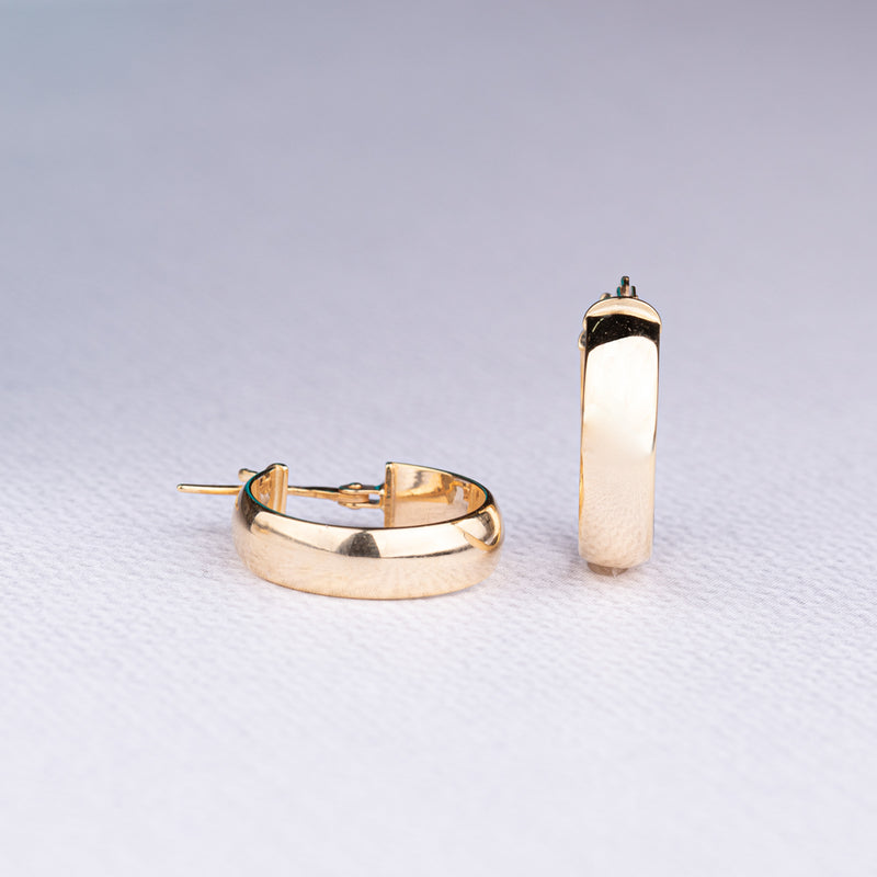 9ct Yellow Gold Curve Hoop Earrings - Walker & Hall