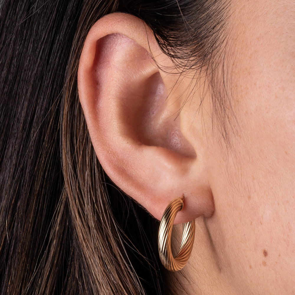 Textured hoop online earrings gold