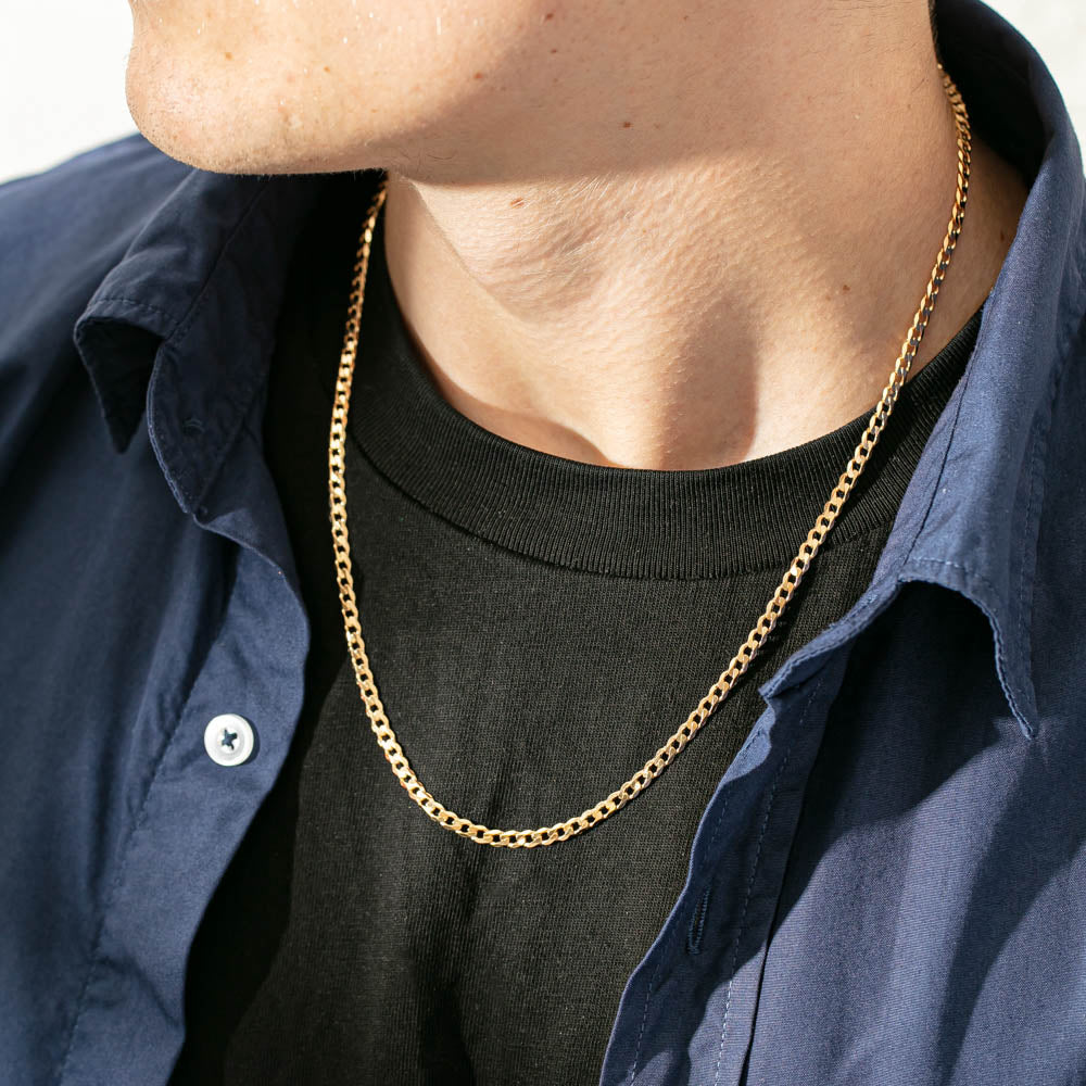Men's 14K Gold Curb Chain Necklace, 20