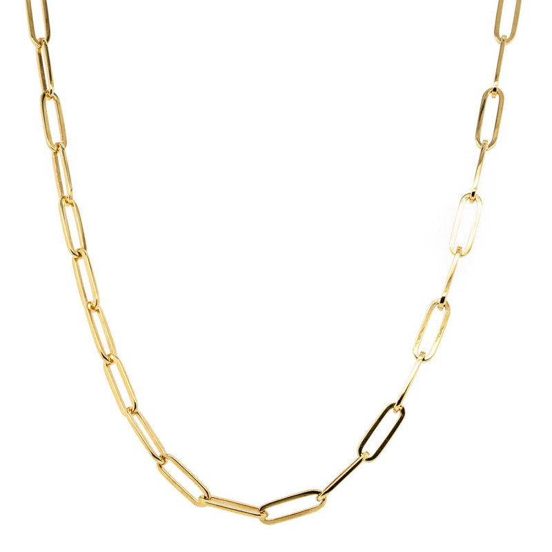 18ct Yellow Gold Paperclip Link Necklace-Necklace-Walker & Hall