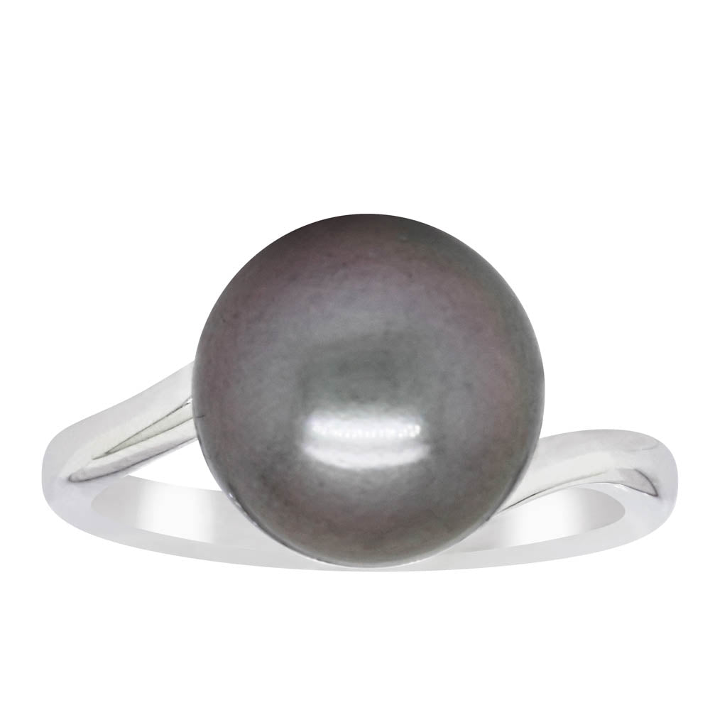 18ct White Gold 11.1mm Tahitian Black Pearl Ring - Walker & Hall