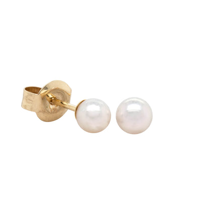 9ct Yellow Gold Akoya Pearl Studs - 4mm - Walker & Hall