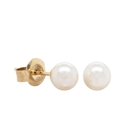 9ct Yellow Gold Akoya Pearl Studs - 5mm - Walker & Hall