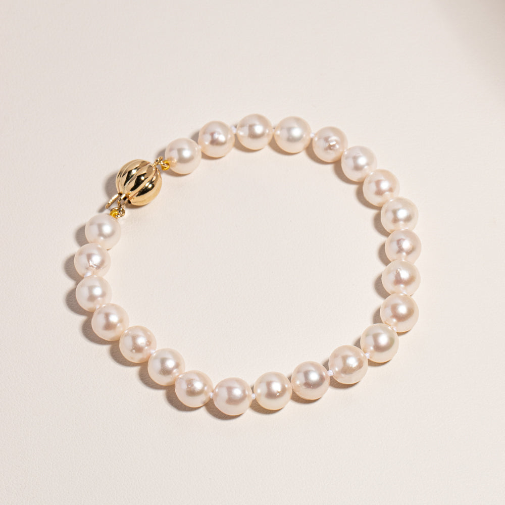 9ct Yellow Gold Akoya Pearl Bracelet - Walker & Hall