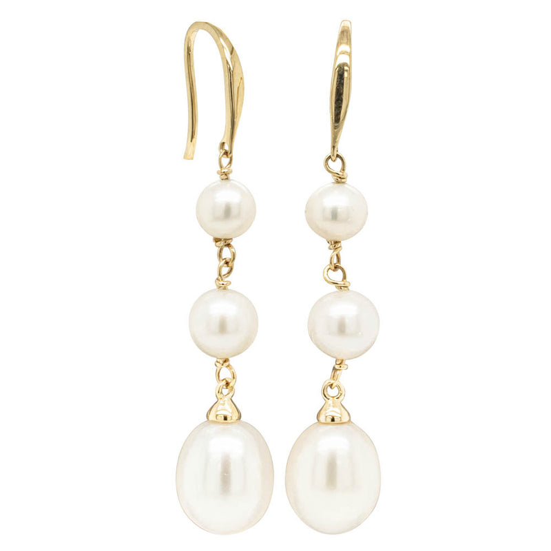 9ct Yellow Gold Freshwater Pearl Rosalind Earrings - Walker & Hall