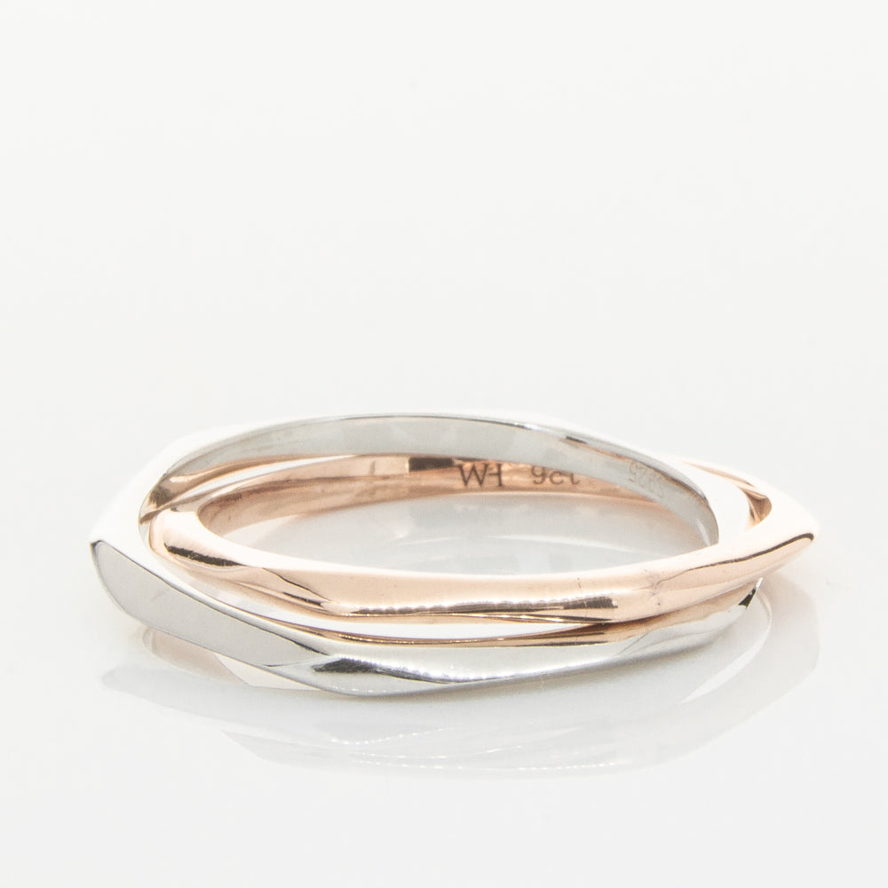 9ct Rose Gold Sterling Silver Entwined Ring