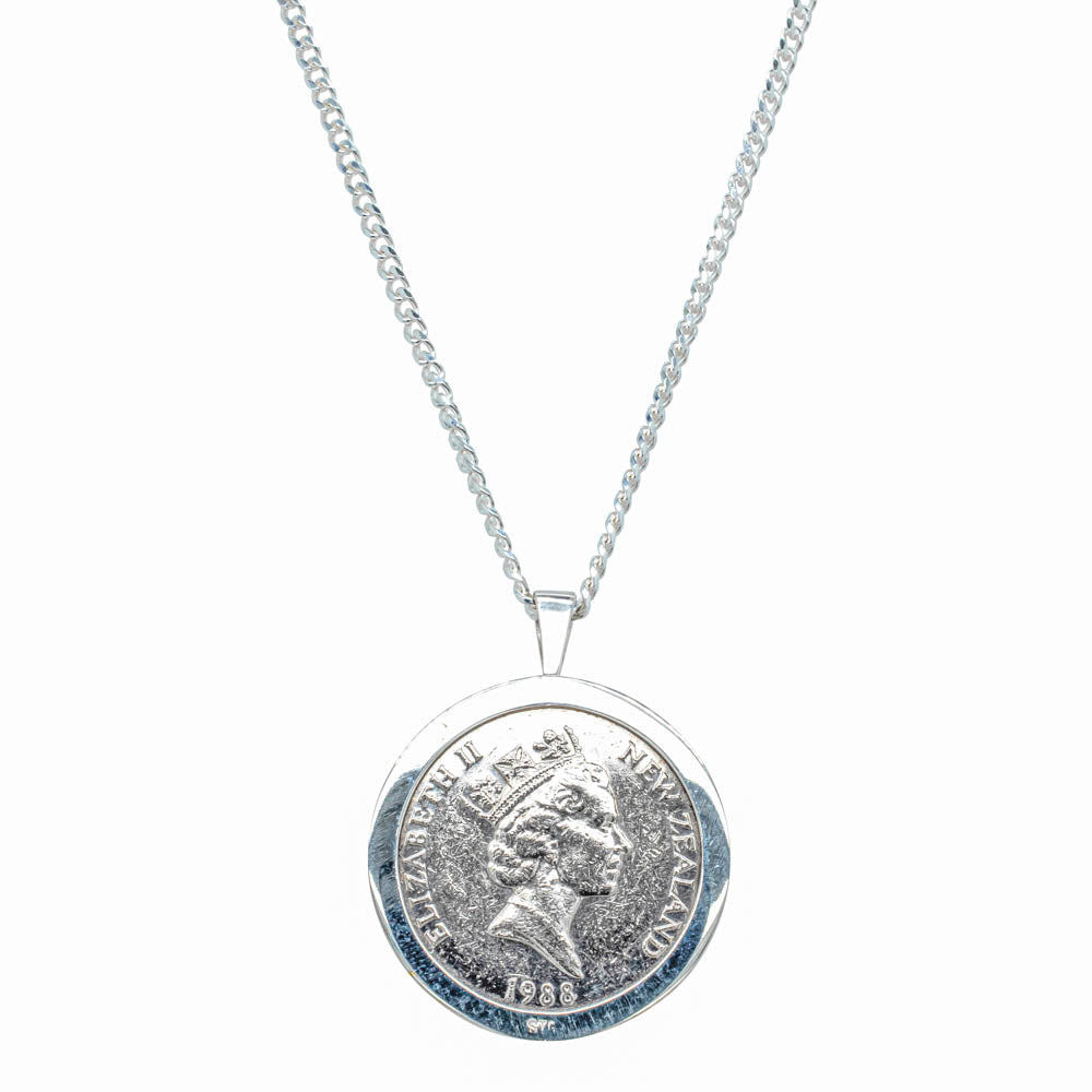 Sterling Silver Koruru Coin Pendant with Curb Chain - Necklace - Walker & Hall