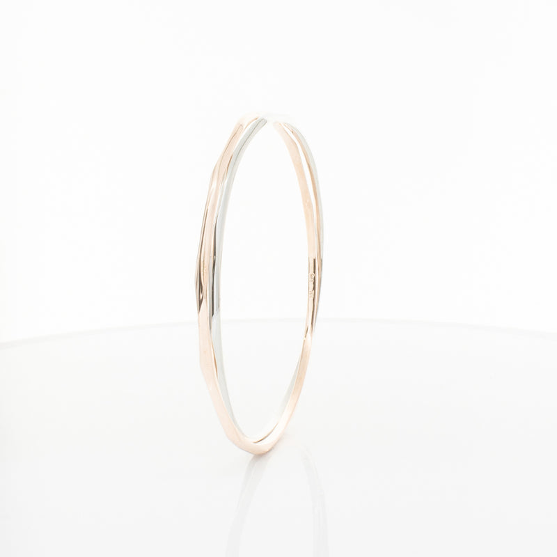 9ct Rose Gold & Sterling Silver Entwined Bangle-Bracelet-Walker & Hall