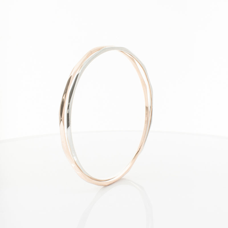 9ct Rose Gold & Sterling Silver Entwined Bangle-Bracelet-Walker & Hall