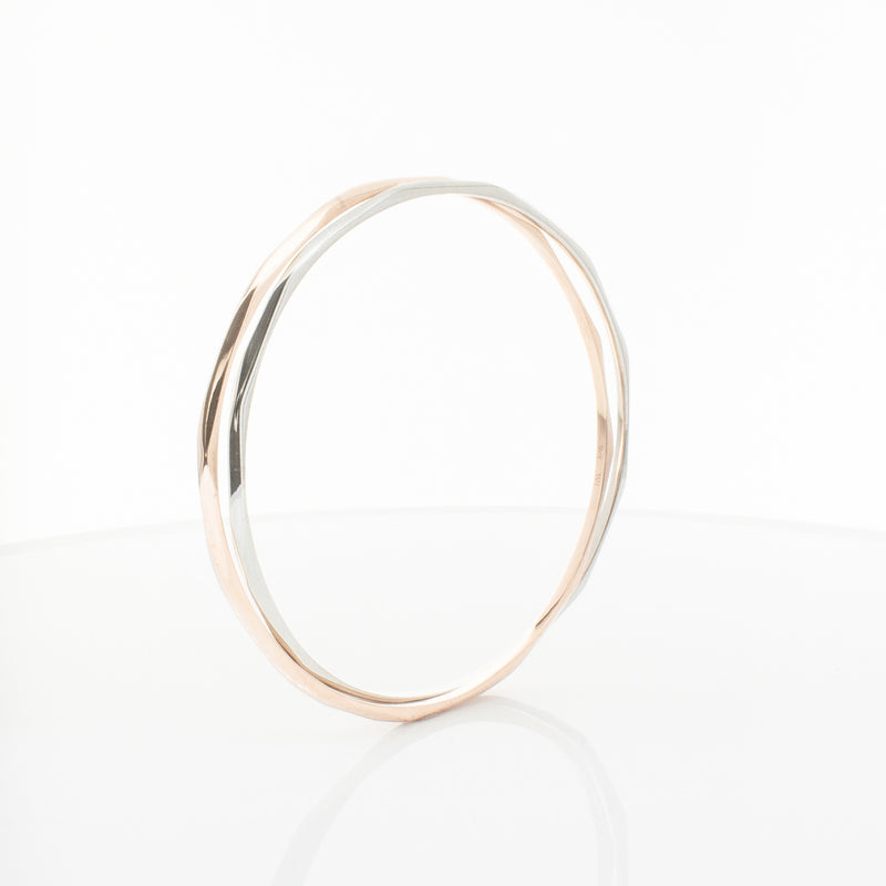 9ct Rose Gold & Sterling Silver Entwined Bangle-Bracelet-Walker & Hall