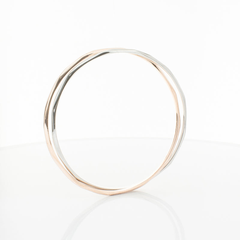 9ct Rose Gold & Sterling Silver Entwined Bangle-Bracelet-Walker & Hall