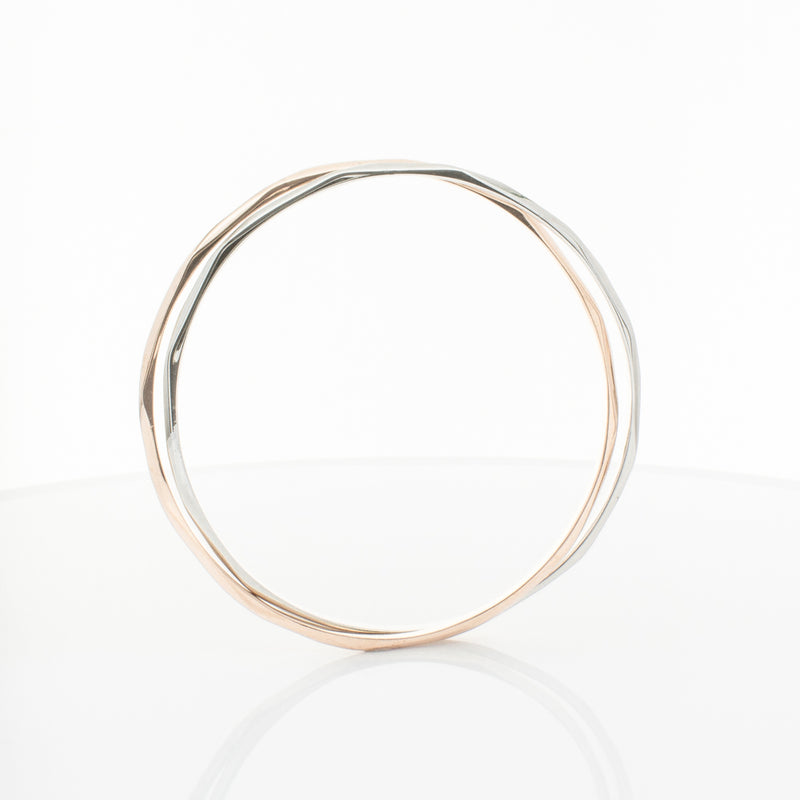 9ct Rose Gold & Sterling Silver Entwined Bangle-Bracelet-Walker & Hall