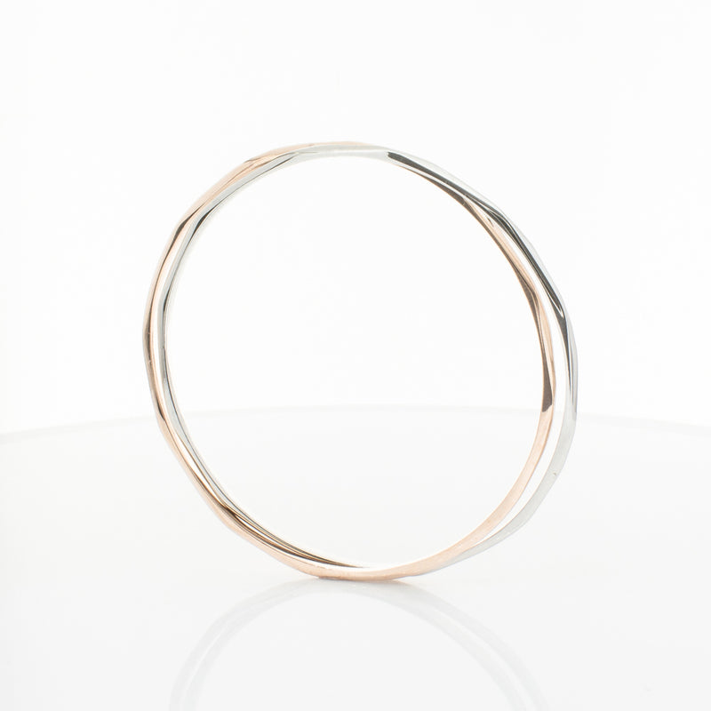 9ct Rose Gold & Sterling Silver Entwined Bangle-Bracelet-Walker & Hall
