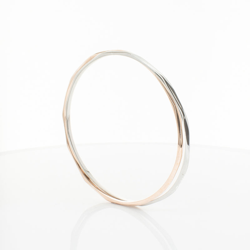 9ct Rose Gold & Sterling Silver Entwined Bangle-Bracelet-Walker & Hall