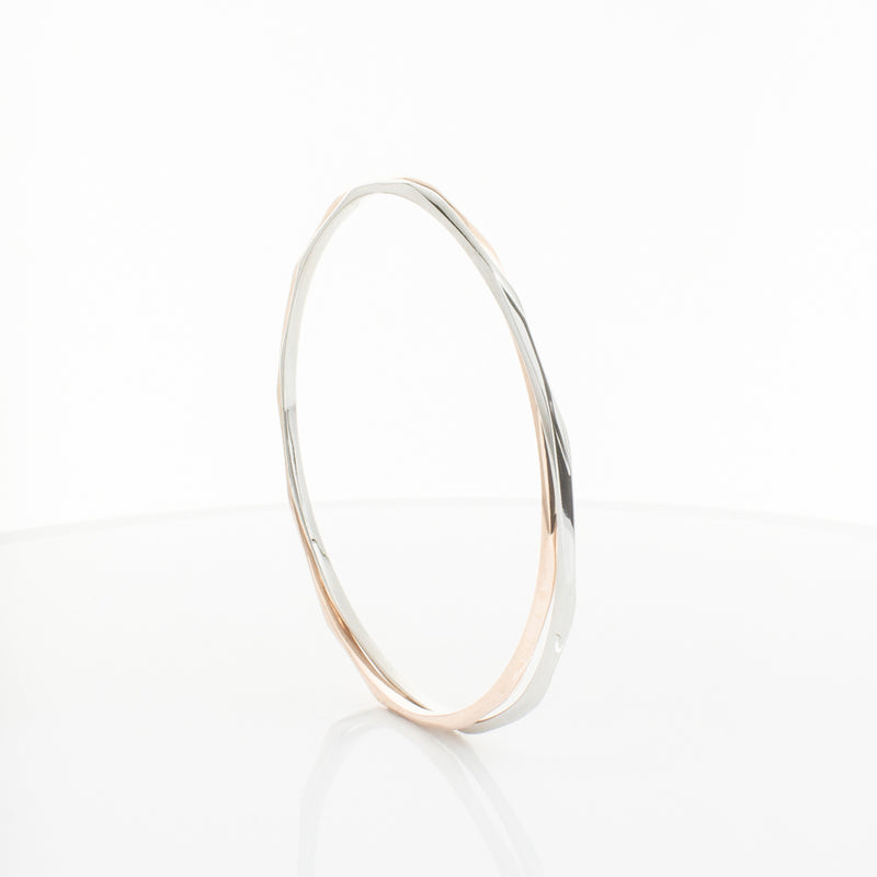 9ct Rose Gold & Sterling Silver Entwined Bangle-Bracelet-Walker & Hall