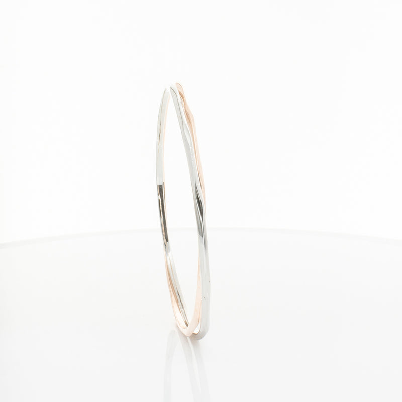 9ct Rose Gold & Sterling Silver Entwined Bangle-Bracelet-Walker & Hall