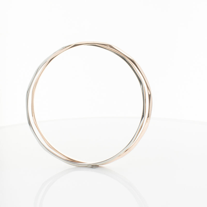 9ct Rose Gold & Sterling Silver Entwined Bangle-Bracelet-Walker & Hall