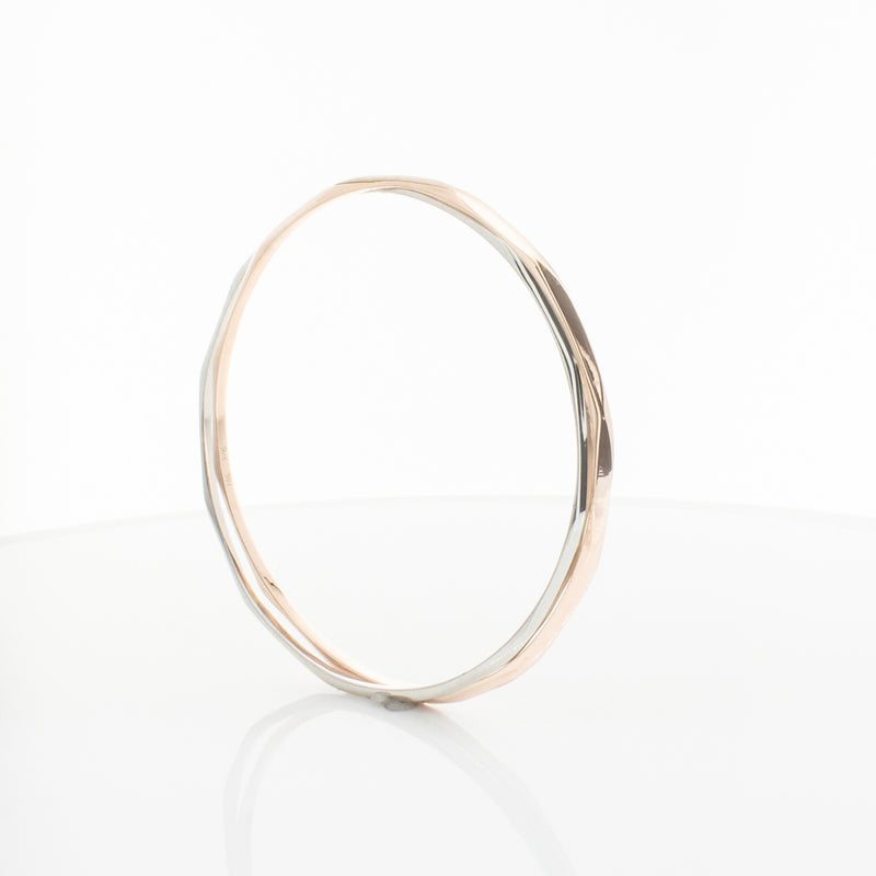9ct Rose Gold & Sterling Silver Entwined Bangle-Bracelet-Walker & Hall