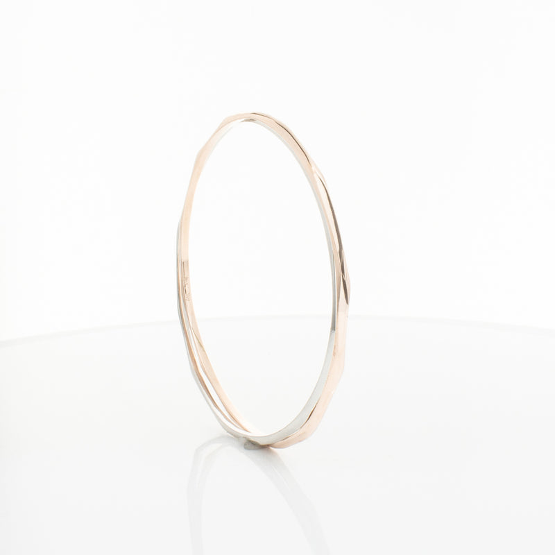 9ct Rose Gold & Sterling Silver Entwined Bangle-Bracelet-Walker & Hall