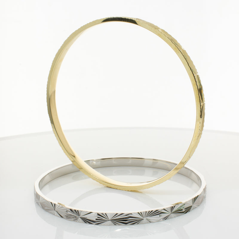 9ct Yellow Gold Reflections Bangle-Bracelet-Walker & Hall