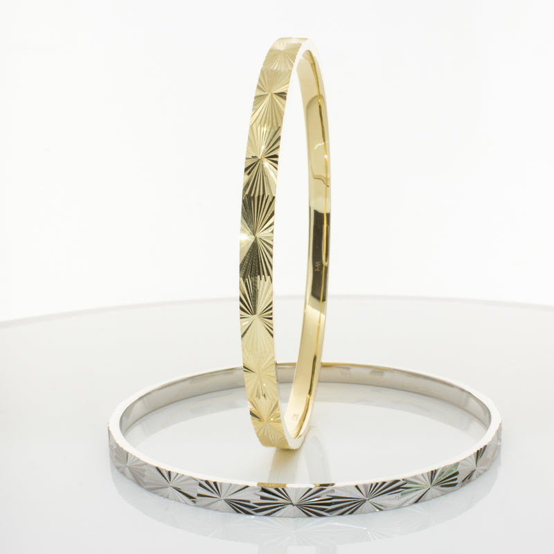 9ct Yellow Gold Reflections Bangle-Bracelet-Walker & Hall