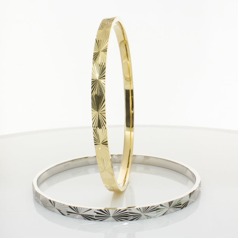 9ct Yellow Gold Reflections Bangle-Bracelet-Walker & Hall