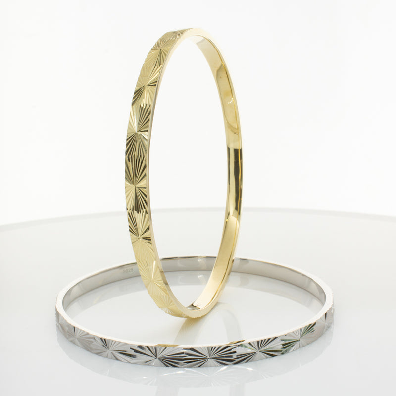 9ct Yellow Gold Reflections Bangle-Bracelet-Walker & Hall