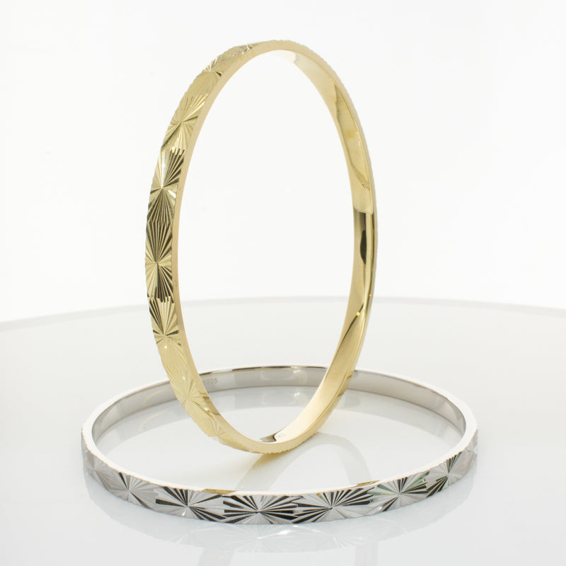 9ct Yellow Gold Reflections Bangle-Bracelet-Walker & Hall