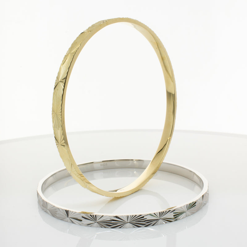 9ct Yellow Gold Reflections Bangle-Bracelet-Walker & Hall
