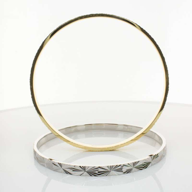 9ct Yellow Gold Reflections Bangle-Bracelet-Walker & Hall