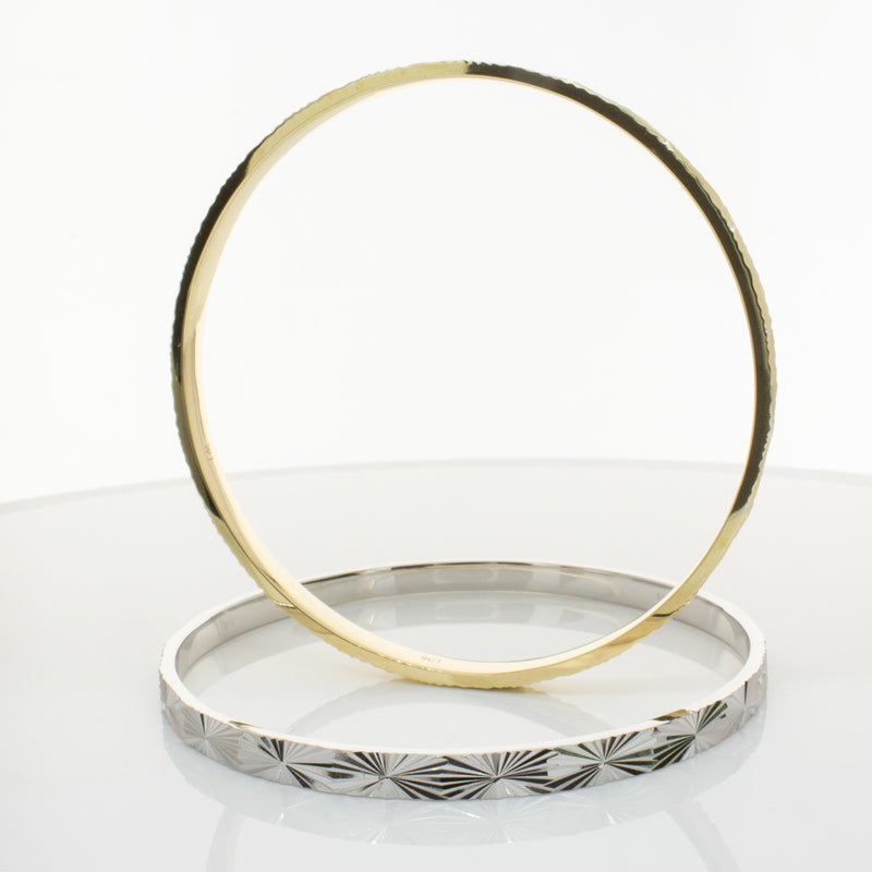 9ct Yellow Gold Reflections Bangle-Bracelet-Walker & Hall