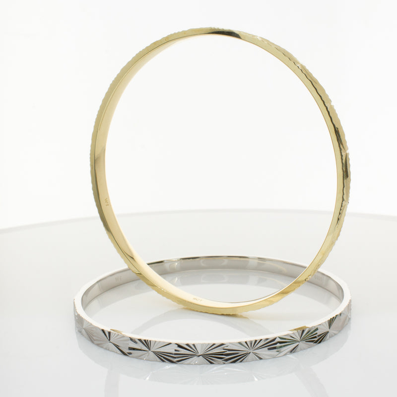 9ct Yellow Gold Reflections Bangle-Bracelet-Walker & Hall