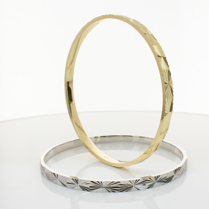9ct Yellow Gold Reflections Bangle-Bracelet-Walker & Hall