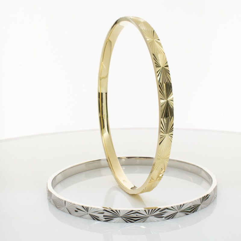 9ct Yellow Gold Reflections Bangle-Bracelet-Walker & Hall