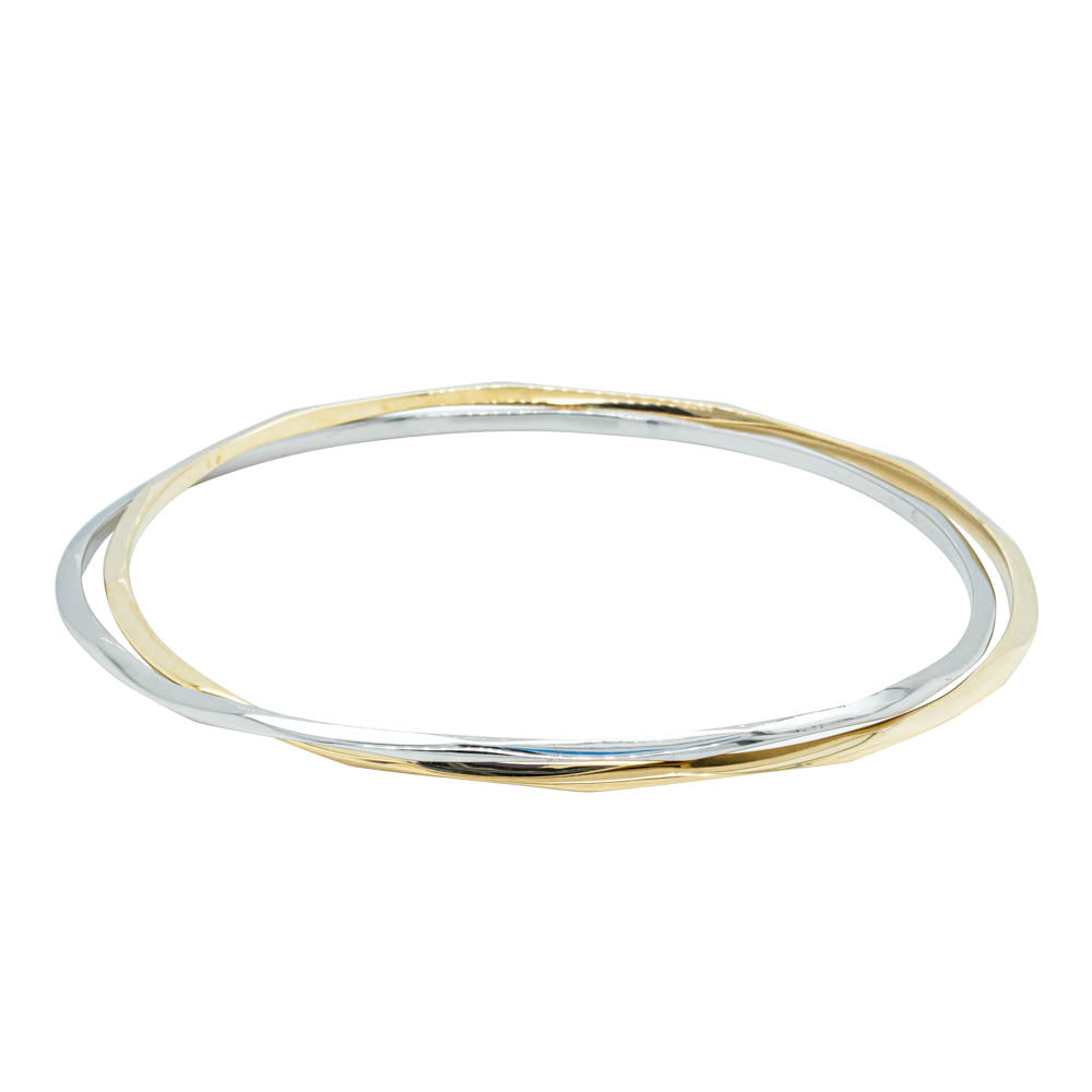 9ct Yellow Gold & Sterling Silver Entwined Bangle - Bracelet - Walker & Hall