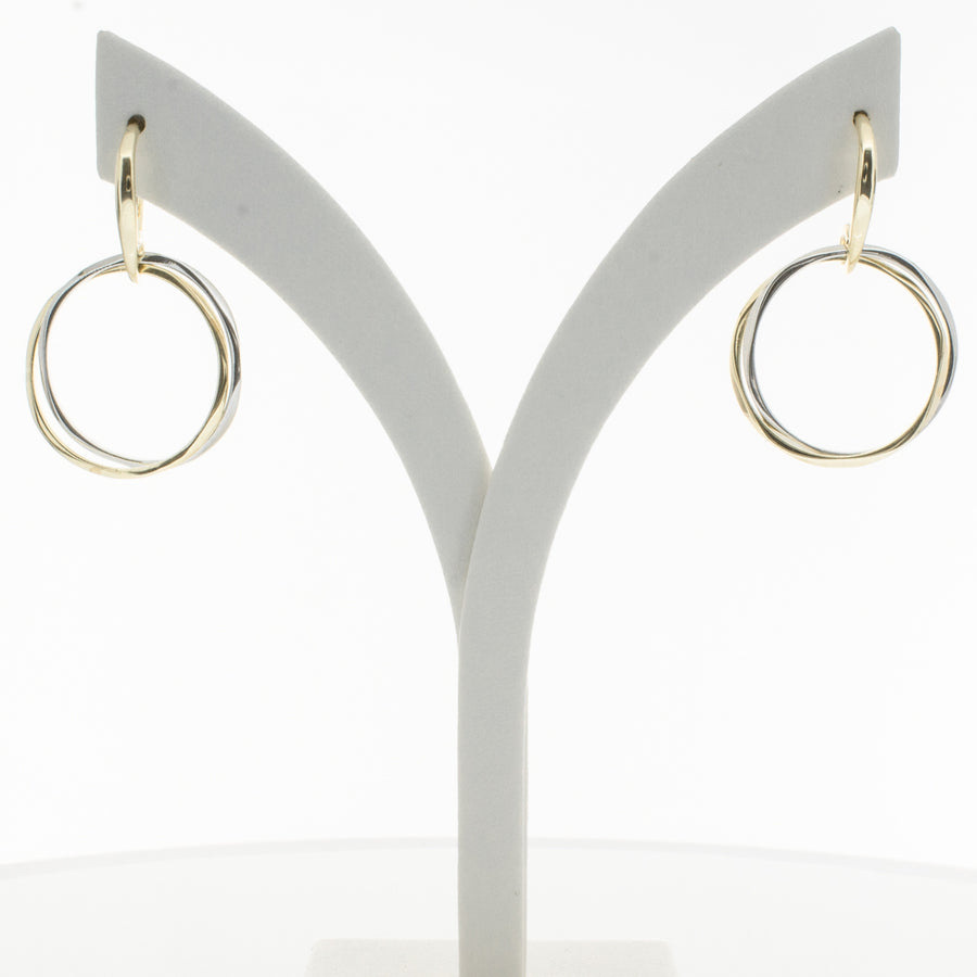 9ct Yellow Gold & Sterling Silver Entwined Earrings - Walker & Hall