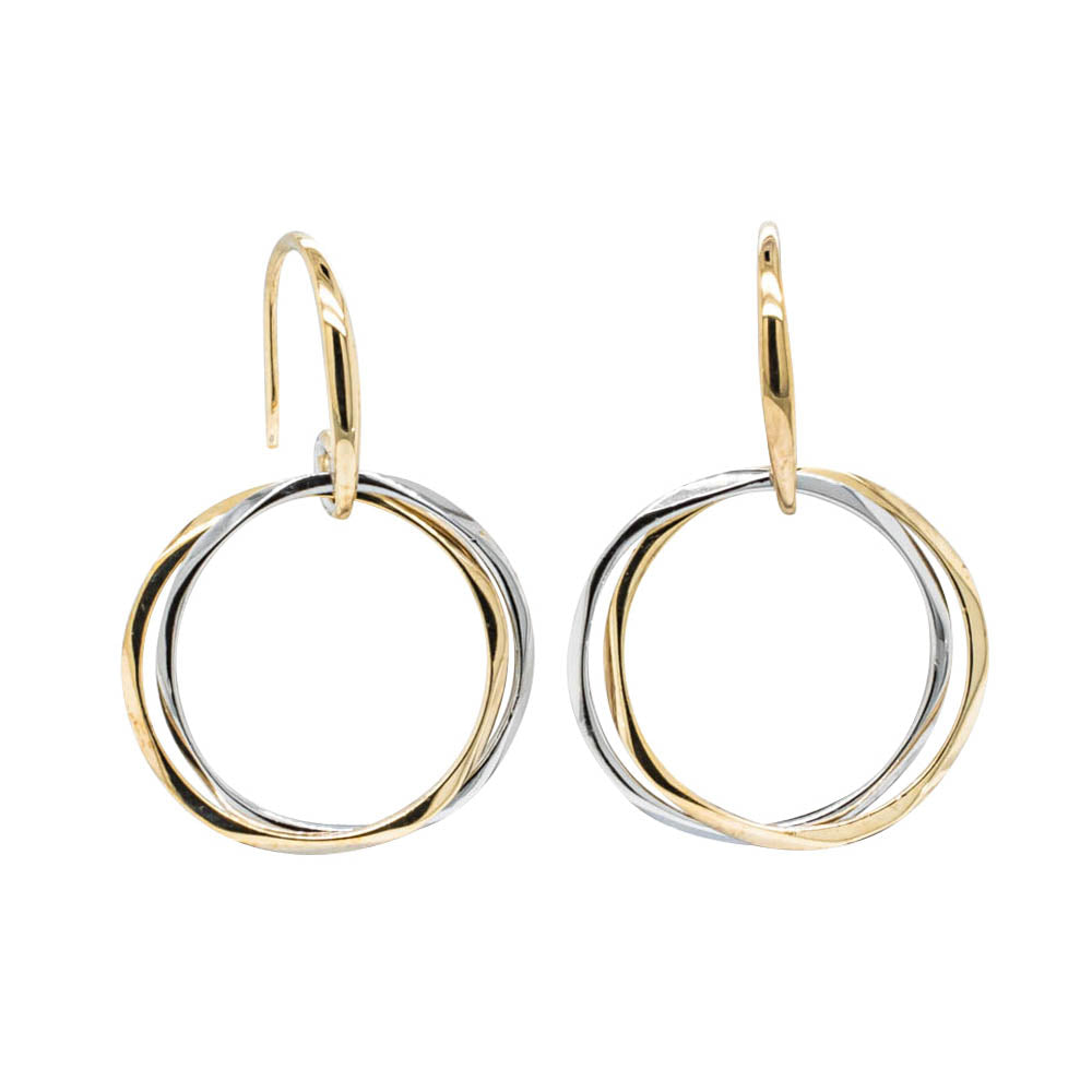 9ct Yellow Gold & Sterling Silver Entwined Earrings - Earrings - Walker & Hall