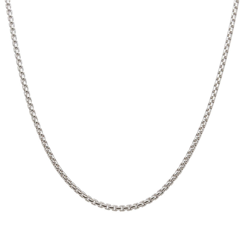 Sterling Silver Round Box Link Chain Necklace - Walker & Hall