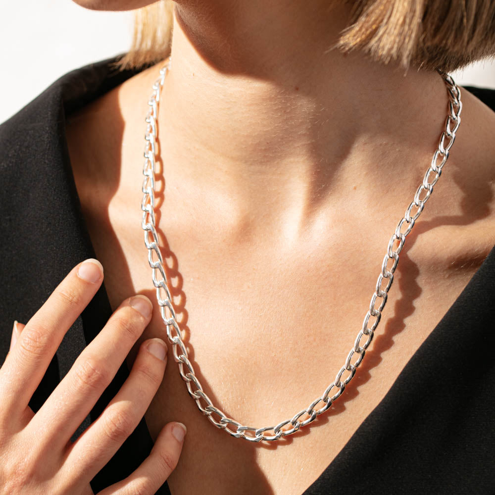 Sterling Silver Curb Link Necklace - Walker & Hall