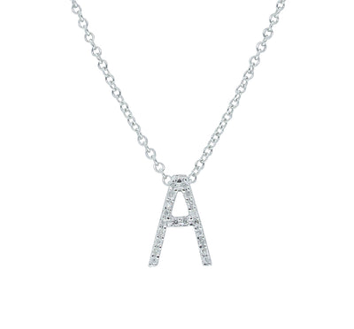 9ct White Gold Diamond Letter Pendant - Necklace - Walker & Hall