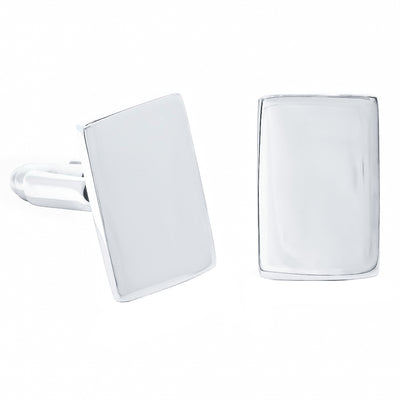 Sterling Silver Rectangular Cufflinks-Cufflinks-Walker & Hall