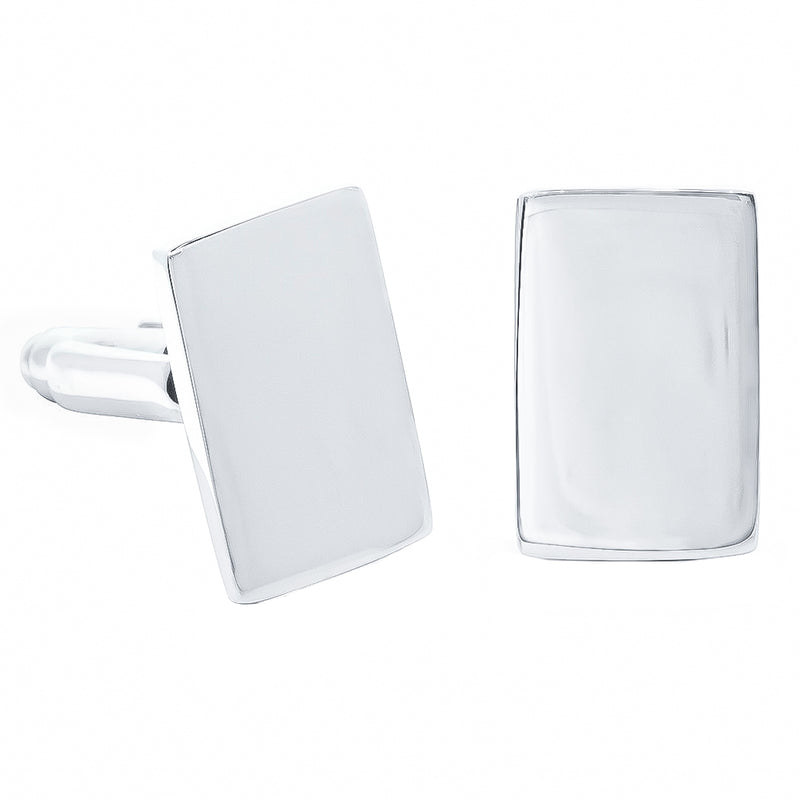 Sterling Silver Rectangular Cufflinks-Cufflinks-Walker & Hall