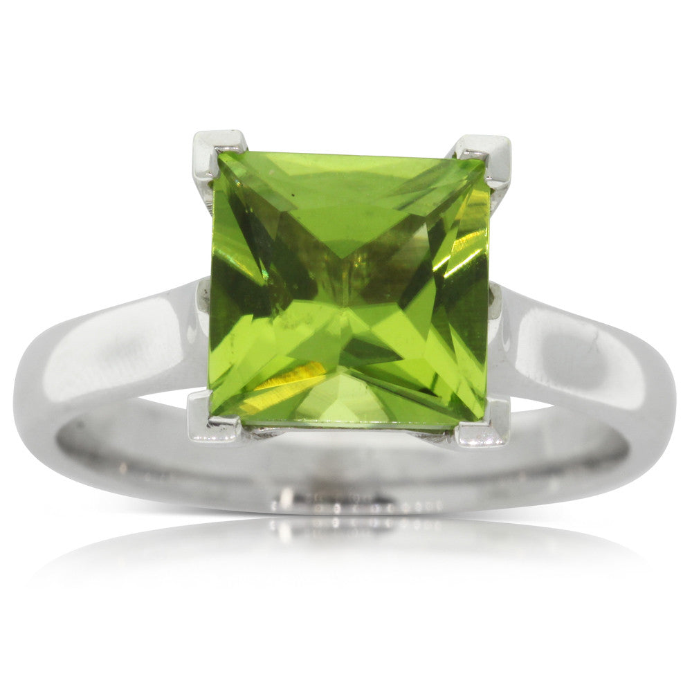 9ct White Gold Peridot Dress Ring - Walker & Hall